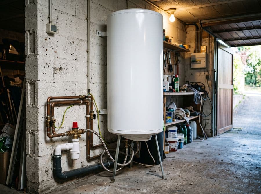 Ballon d'eau chaude et son groupe de sécurité dans un local technique